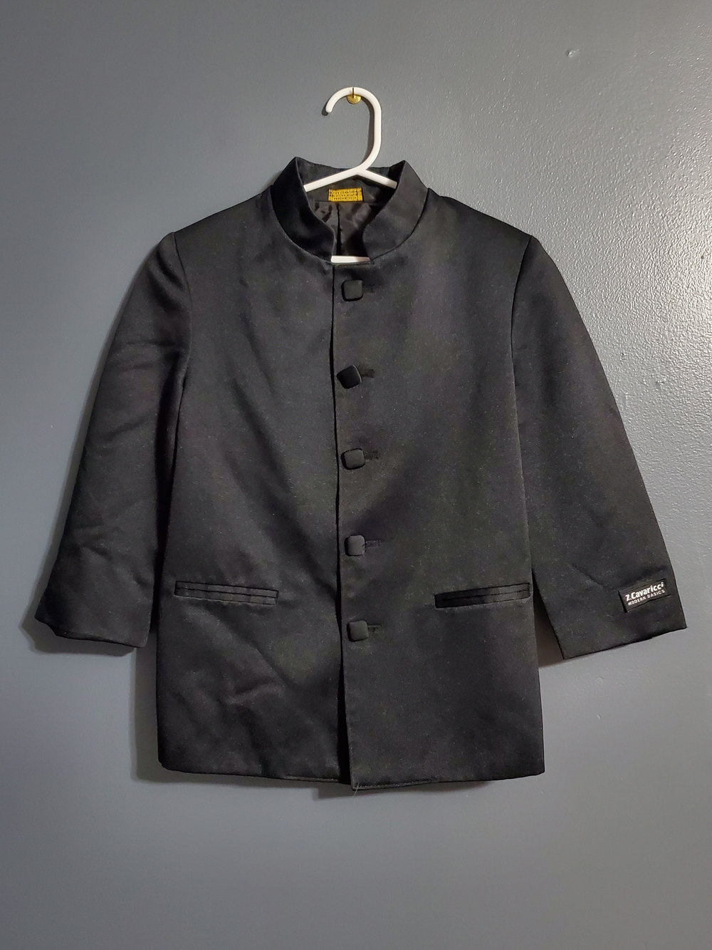 Z Cavaricci Kids Black Mandarin Collar Blazer Satin Boys Size 5